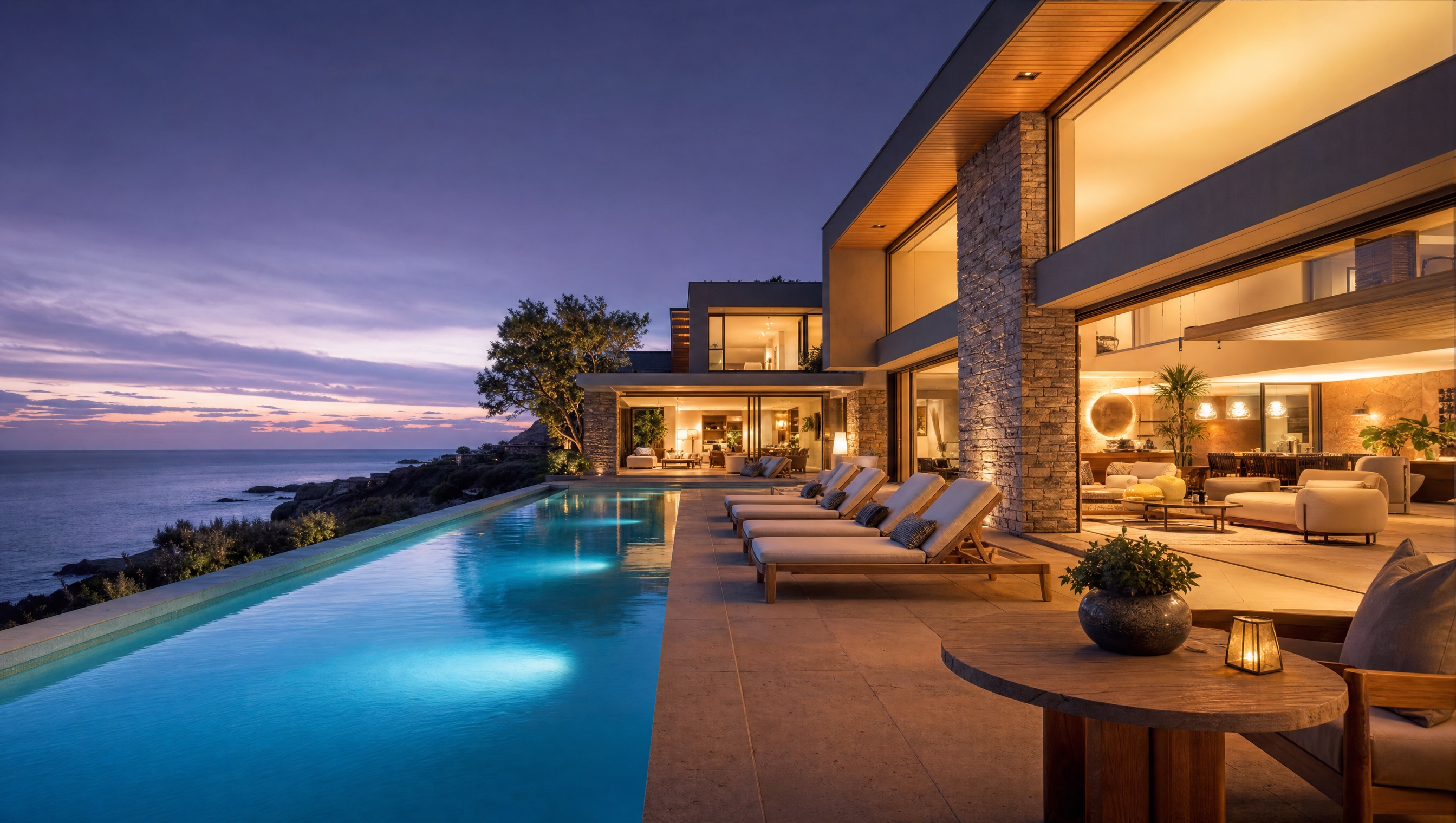 Villa at dusk